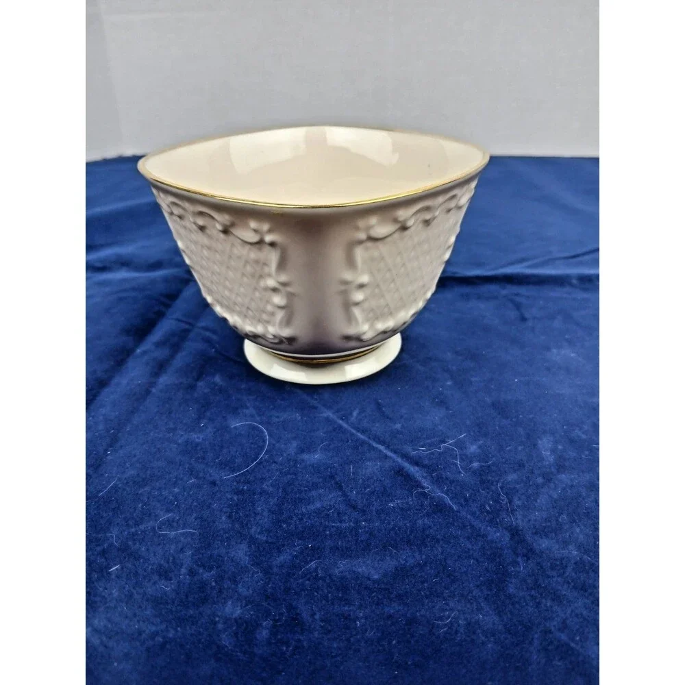 Lenox Canterbury Candy Dish Set Ivory Cream Gold Trim Porcelain